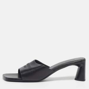 Pre Owned صندل جلد أسود بالنسياغا ديوتي فري مقاس 39