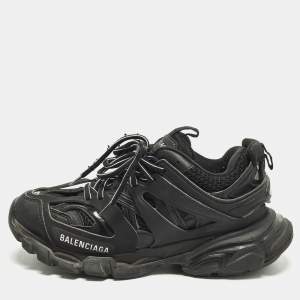 Pre Owned Balenciaga Track Size 37 Black Faux Leather and Mesh Low Top Sneakers