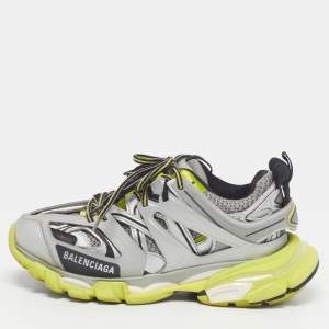 مملوكة مسبقًا Balenciaga Track Size 37 Silver/Yellow Faux Leather and Mesh Low Top Sneakers