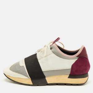 Pre Owned Balenciaga Race Runner Size 38 Multicolor Leather, Mesh and Neoprene Low Top Sneakers