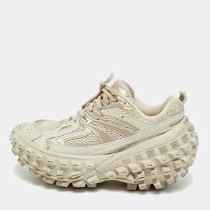 مملوكة مسبقًا Balenciaga Defender Size 37 Beige Faux Leather Mesh Lace Up Sneakers