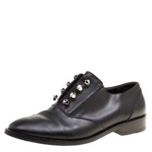 Balenciaga Black Leather Stud Embellished Oxfords Size 39.5