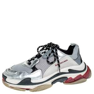 حذاء رياضي بالنسياغا Triple S جلد ونوبوك وشبك متعدد الألوان مقاس 45
