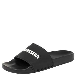 Pre Owned Balenciaga Black Rubber Piscine Slide Sandal Size 41