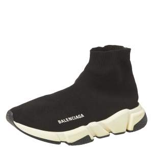 Pre Owned Balenciaga Black Knit Fabric Sock Sneakers Size 39