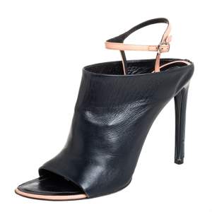 Balenciaga Black/Pink Leather Open Toe Ankle Strap Sandals Size 41