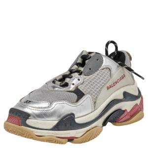 Balenciaga Multicolor Mesh And Leather Triple S Low Top Sneakers Size 37