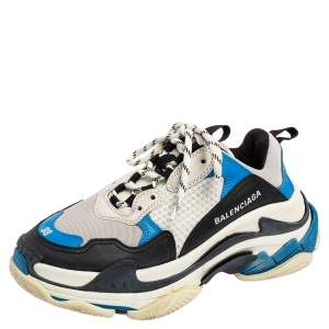 Balenciaga Tricolor Mesh and Leather Triple S Sneakers Size 38