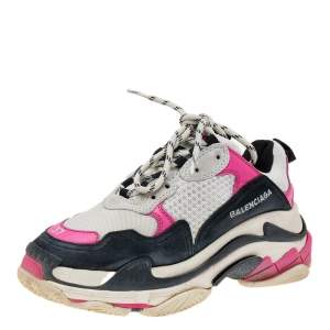Balenciaga Multicolor Leather and Mesh Triple S Sneakers Size 37