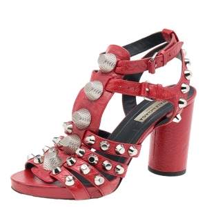Balenciaga Red Leather Arena Giant Sandals Size 36