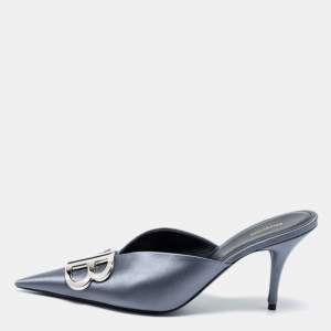 Balenciaga Grey Satin Knife Mule  Sandals Size 39