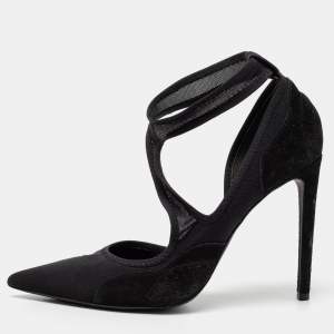 Balenciaga Black Fabric And Suede D'orsay Ankle-Strap Pumps Size 38.5