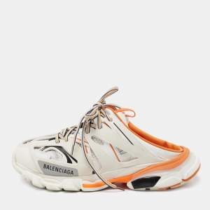 Balenciaga  White/Grey Leather And  Mesh Track Mule Sneakers Size 39
