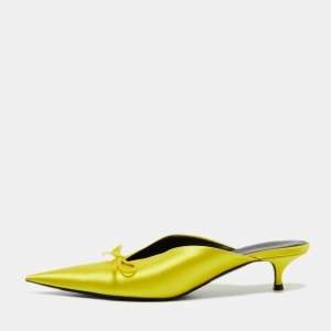 Balenciaga Yellow Satin Knife Mules Sandals Size 39