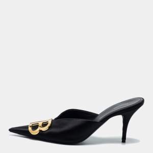 Balenciaga Black Satin Knife  Mules Size 39