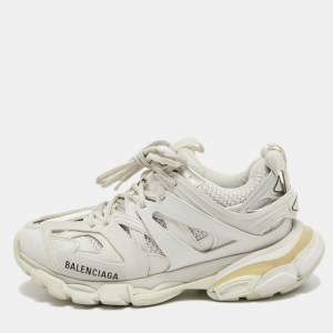 Balenciaga White Leather and Mesh Track Sneakers Size 37