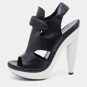 Balenciaga Black Leather Slingback Sandals Size 38.5