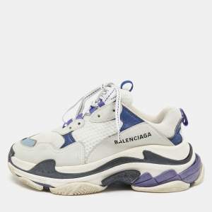 Pre Owned Balenciaga Multicolor Leather and Fabric Triple S Sneakers Size 38