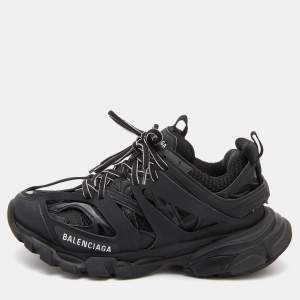 Pre Owned Balenciaga Black Neoprene, Leather and Mesh Track Sneakers Size 38
