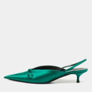 Balenciaga Green Satin Knife  Mules Size 37