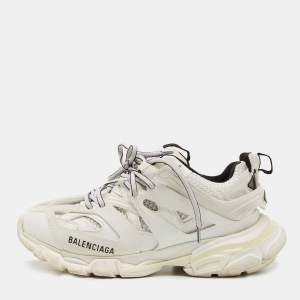 Pre Owned Balenciaga White Leather and Mesh Track Sneakers Size 37