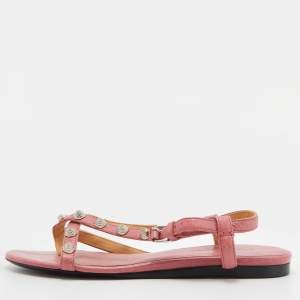 Balenciaga Pink Leather Arena Flat Sandals Size 36