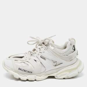Balenciaga White Leather and Mesh Track Sneakers Size 38