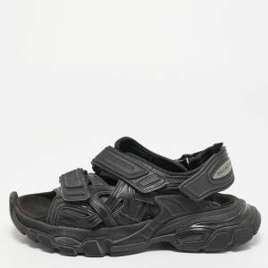 مملوكة مسبقًا Balenciaga Black Leather Track Sandals Size 37