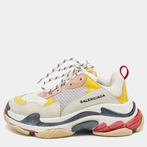 Pre Owned Balenciaga Multicolor Leather and Mesh Triple S Sneakers Size 38