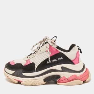 Pre Owned Balenciaga Multicolor Leather and Mesh Triple S Sneakers 39