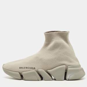 Balenciaga Grey Knit Fabric Speed Trainer Sneakers Size 38