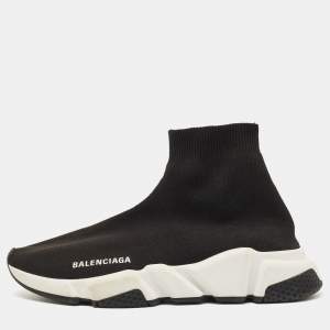 Balenciaga Black Knit Fabric Speed Trainer Sneakers Size 39