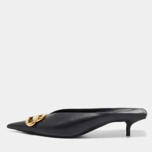 Balenciaga Black Leather Knife Mules Size 35 