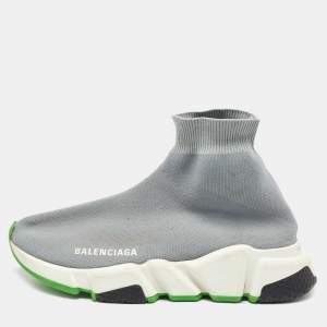 Balenciaga Grey Knit Speed Trainer High Top Sneakers Size 35