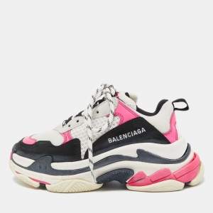 Pre Owned Balenciaga Multicolor Mesh and Nubuck Triple S Sneakers Size 36