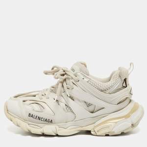 Balenciaga White Mesh and Faux Leather Track Sneakers Size 36