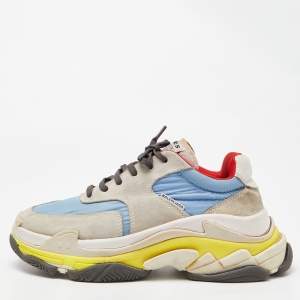 Balenciaga Multicolor Nylon and Suede Triple S Sneakers Size 40