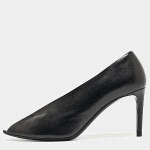 Balenciaga Black Leather V Neck Open Toe  Pumps Size 37