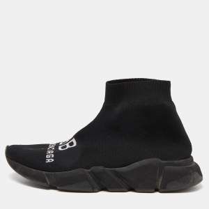 Balenciaga Black Knit Fabric Speed Trainer Sneakers Size 39
