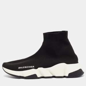 Balenciaga Black Knit Fabric Speed Trainer Sneakers Size 37