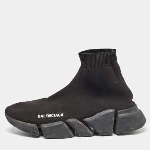 Balenciaga Black Knit Fabric Speed Trainer Sneakers Size 39