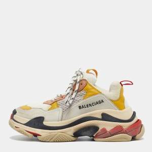 Balenciaga Multicolor Mesh and Nubuck Leather Triple S Low Top Sneakers Size 36