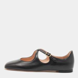 Bally Black Leather Byntia Ballet Flats Size 38