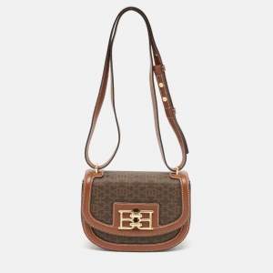 Bally Brown Monogram Coated Canvas and Leather Mini Bailey Crossbody Bag