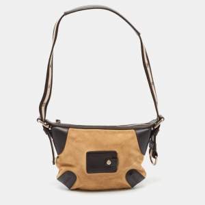 Bally Dark Brown/Tan Suede and Leather Shoulder Bag