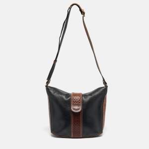 مملوكة مسبقًا Bally Woven Detail Black/Brown Leather Crossbody Bag