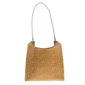 Bally Light Brown Signature Embossed Leather Hobo