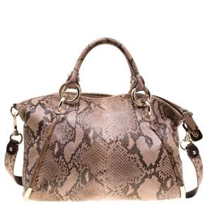 Bally Beige Python Top Handle Bag