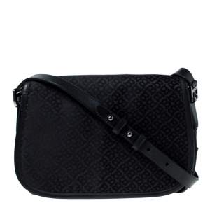 Bally Black Monogram Canvas and Leather Flap Shoulder Bag