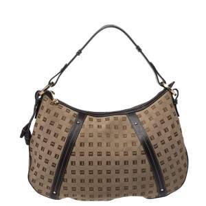 Bally Beige/Brown Canvas and Leather Hobo 